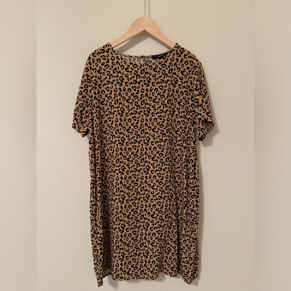 Forever 21 Animal Print Shirt Dress, Size Small